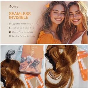 New Doores 20pc Hair Extensions Tape In Remy Human Hair #30 22 Inches Carrot Top